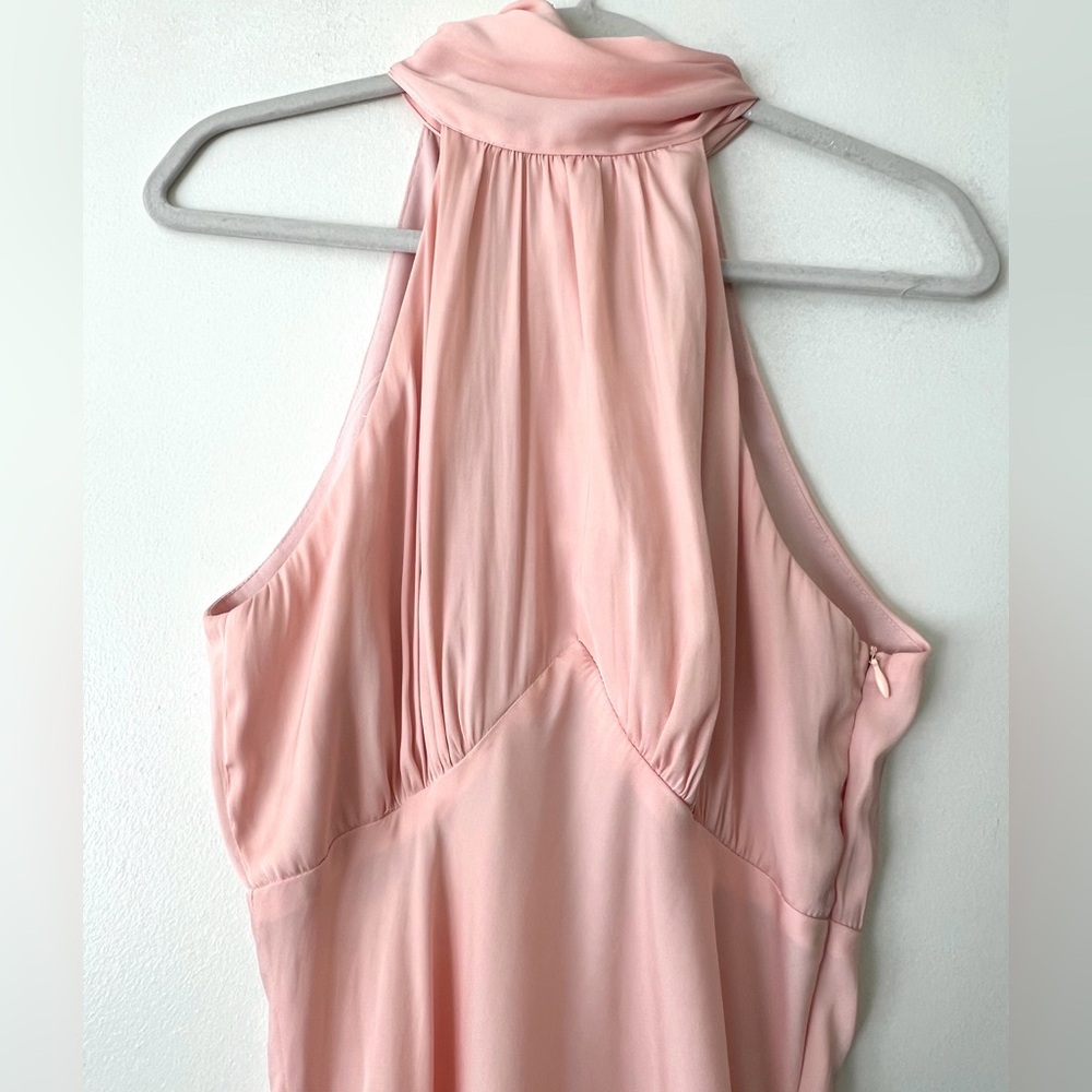 Elegant pink satin dress w/neck tie - Picture 5 of 6
